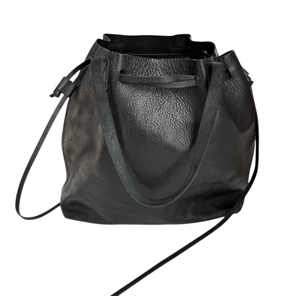 MADEWELL The Drawstring Transport Tote Saddle Bag Purse Black Leather Women's - Picture 8 of 16